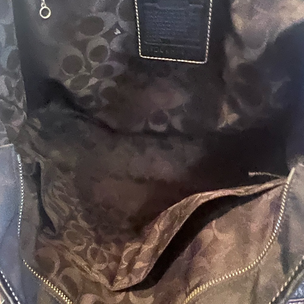 Coach Nylon Black Tote Leather Trim Shoulder Logo Purse Work Travel - Picture 5 of 16